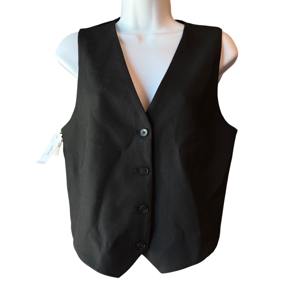 Wilfred Aritzia Black Tailored Vest Button Front Minimalist Size 6 NWT